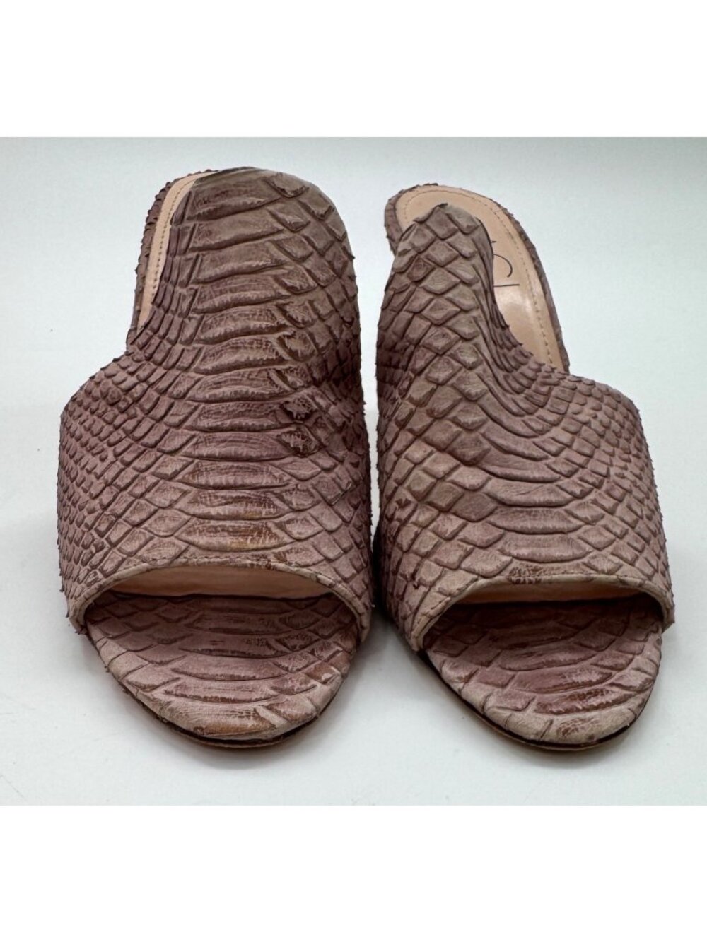 AGL Dea Womens Croc-Embossed Leather Mule Heels Size 9.5 / 39.5 Made In Italy - Picture 11 of 12